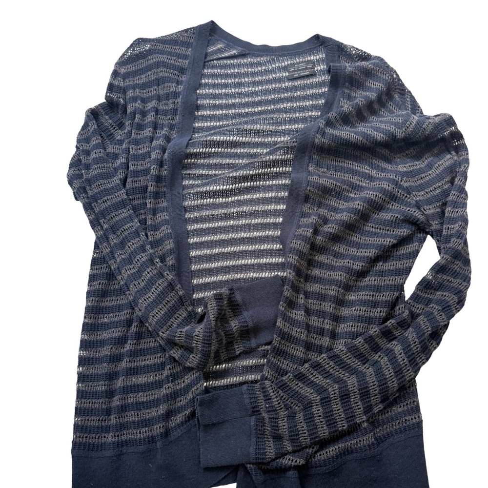 All Saints Navy and Gray Striped Cardigan